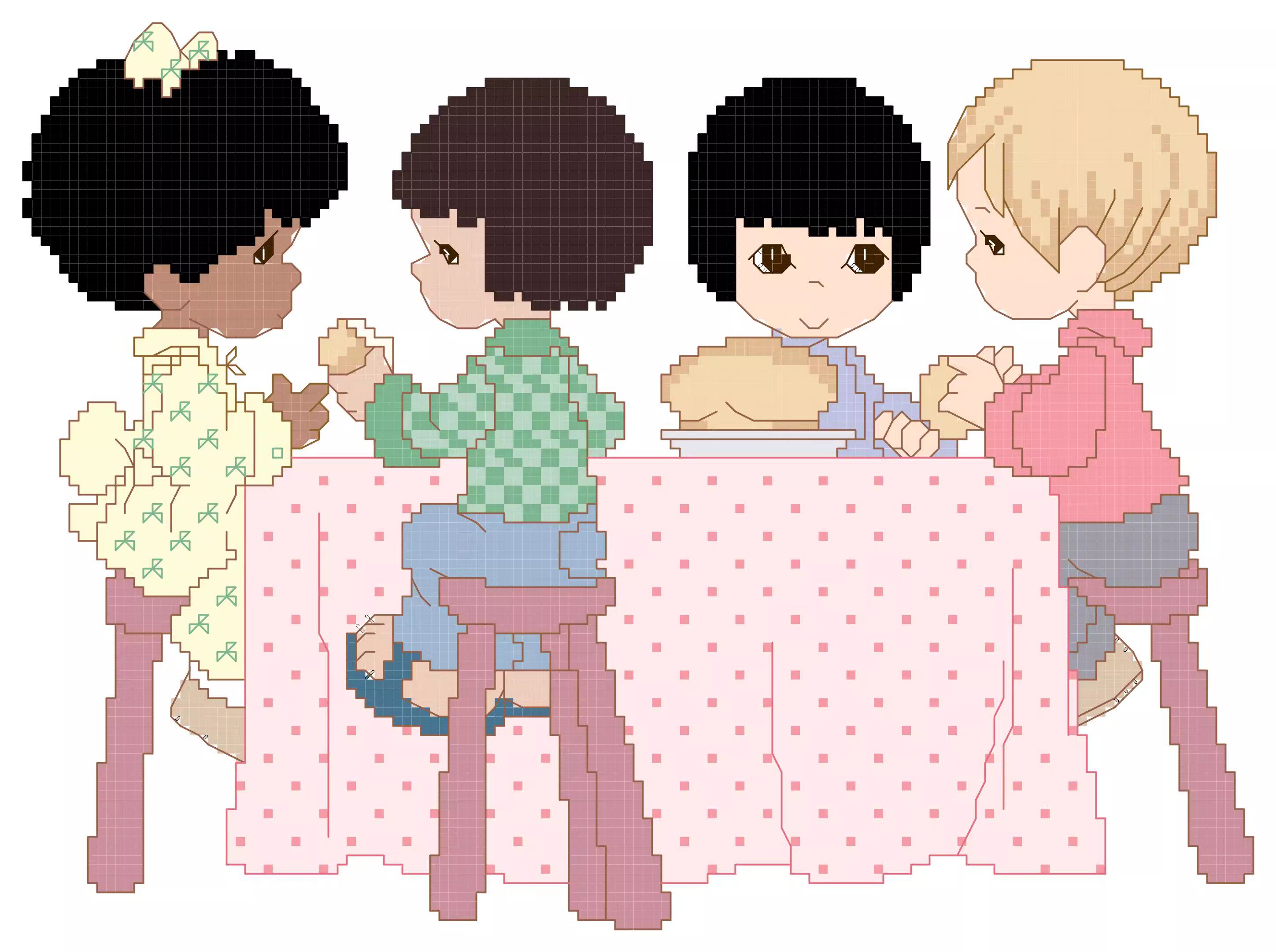 十字绣电子图纸4284 水滴娃娃17可爱卡通 133w*98h26色pat源文件