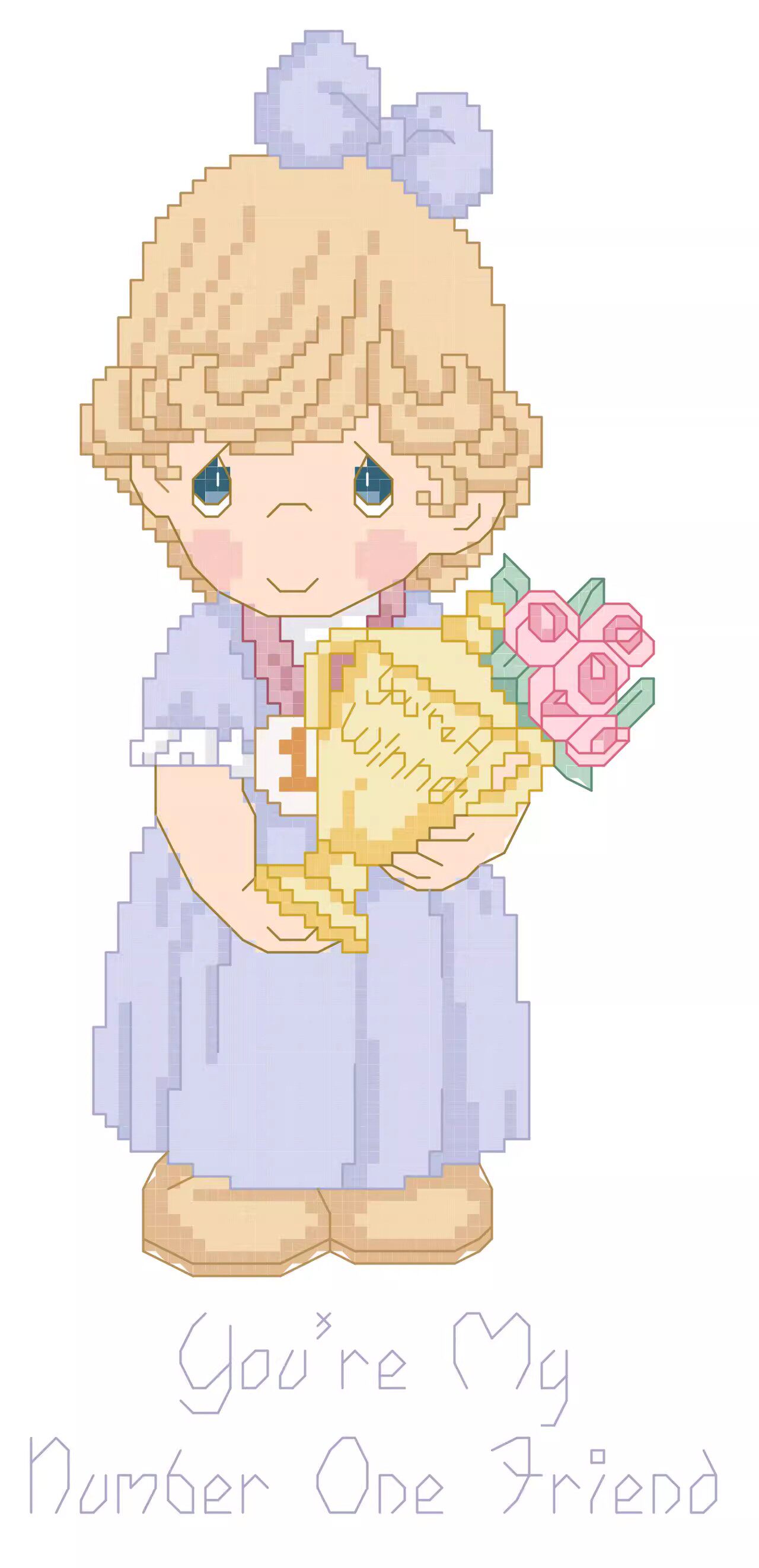 十字绣电子图纸4500 水滴娃娃233 可爱卡通55w*119h27色pat源文件