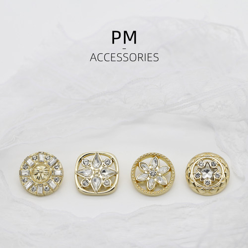 品铭高档金属水钻手缝纽扣女毛衣上衣小香风外套装饰钮扣复古扣子