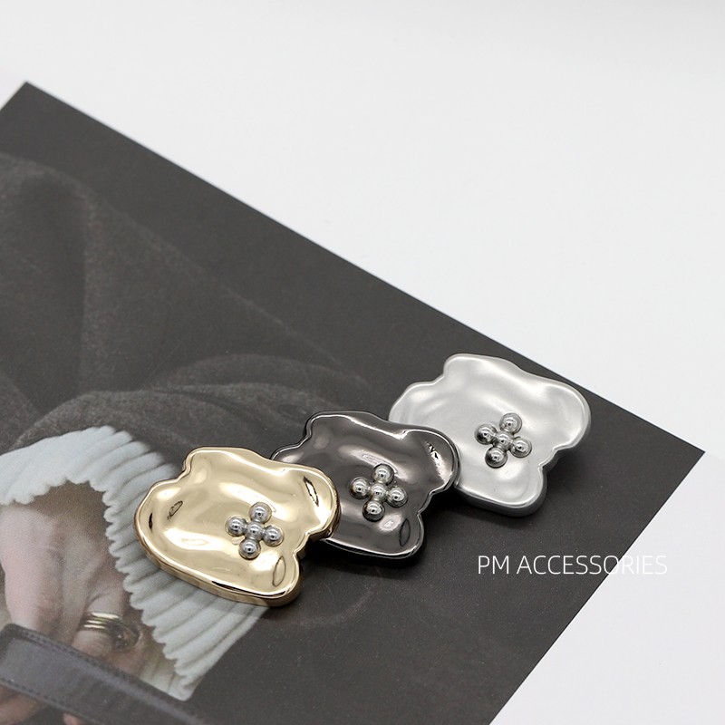 中式长方形银珠金属纽扣百搭外套上衣装饰扣毛呢大衣风衣异形扣子