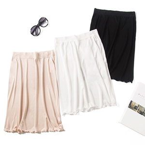 2021新款桑蚕丝女士真丝针织蕾丝花边半身裙 真丝衬裙打底裙 睡裙