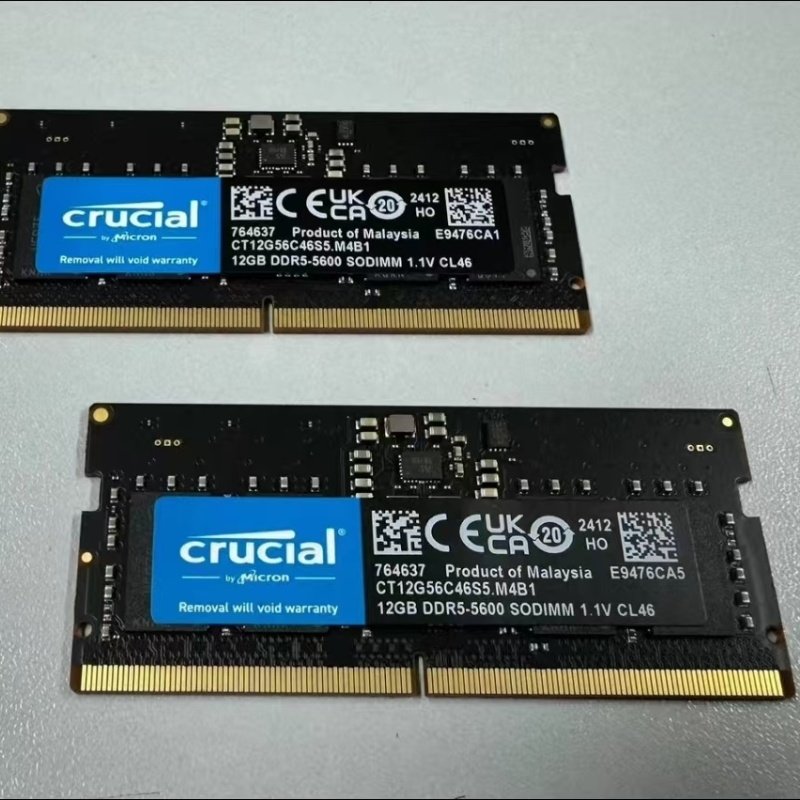 英睿达CT12G56C46S5 12G DDR5-5600 SODIMM 1.1V CL46笔记本内存