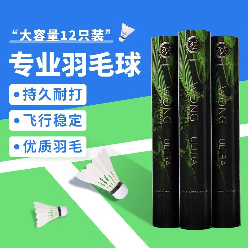 WONG羽毛球ELITE干拔拉直耐打耐用飞行稳定室外防风训练比赛专用
