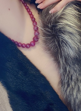 镇店之宝一图一物缅甸鸽血红红宝石项链塔链女圆珠光面自戴送人