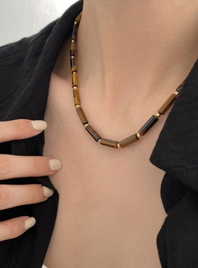 小众高级感虎眼石项链新款