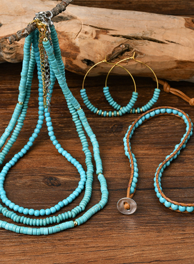 小众叠戴ins复古超细做旧套装