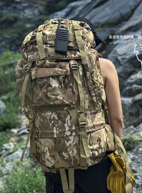 户外战术背包大容量行军迷彩背囊登山野营防水包登山男女双肩包