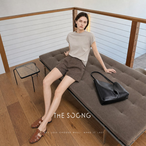 THESOONG/雨露麻棉混纺小飞袖T恤