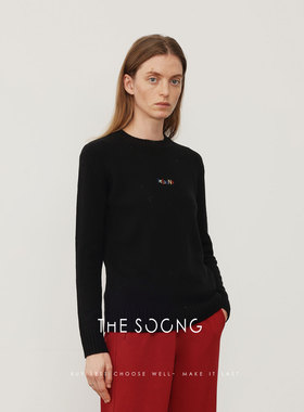 THESOONG/S家毛衣 秋冬羊绒羊毛亲肤保暖字母宽松圆领毛衣女7722