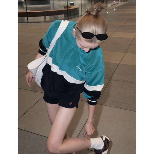 THESOONG/‘90s’D家中古系列经典丝绒撞色宽松棒球服外套女9019