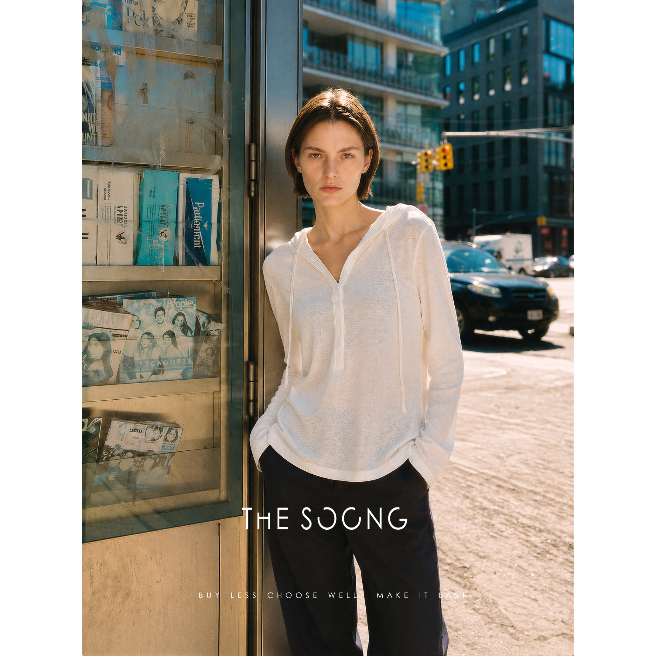 THESOONG/Henry shirt 加倍升级汉麻混纺白色亨利衬衫休闲上衣女