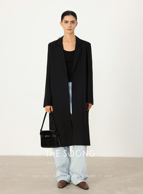 THESOONG/背薄如纸 醋脂混纺330G经典廓形光泽感西装风衣外套5179