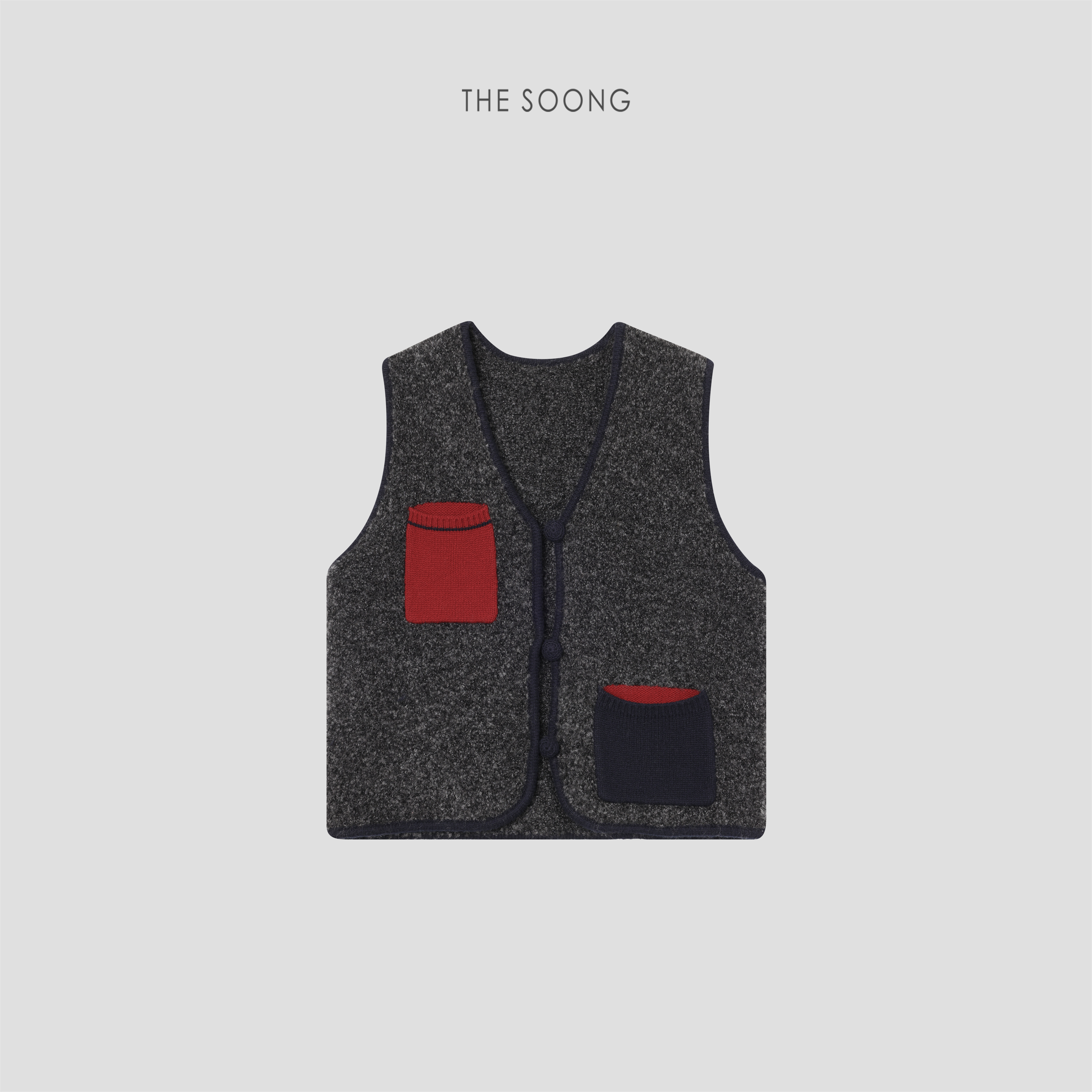 秋冬桑蚕丝羊绒羊毛撞色马甲外套