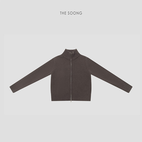 100%绵羊毛双层立领毛衣外套