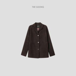 THESOONG 高级哑光铜氨丝真皮皮衣外套8710 混种羊头层磨砂羊皮