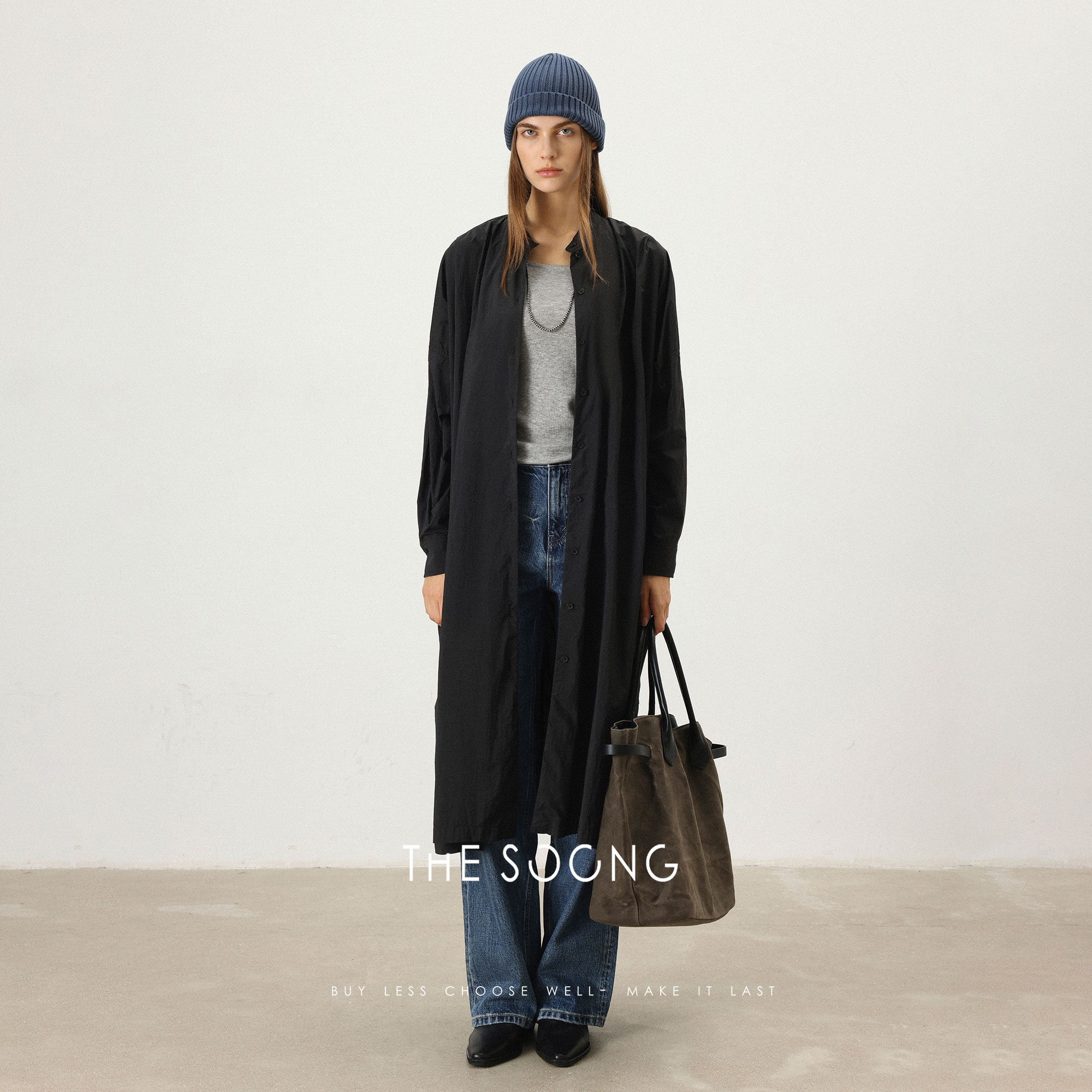 早秋黑色风衣外套女长款老钱风