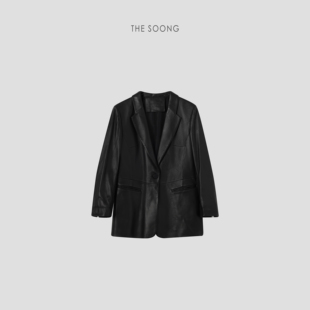 领皮衣外套6569 极简细腻纹理感西装 THESOONG 优质100%绵羊皮