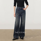春季 女阔腿显瘦长裤 新款 直筒牛仔裤 复古HBKZ8255 BB经典 THESOONG