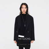 THESOONG 秋冬羊毛黑色大衣女士宽松加厚保暖双面呢西装 外套7651