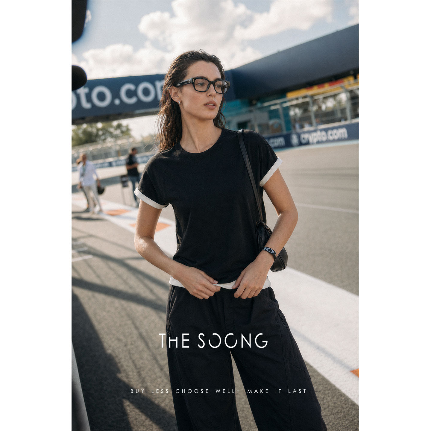 THESOONG/极简层次 高质抗变形显瘦黑白撞色假两件T恤女夏7683