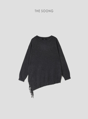 THESOONG/定制纯山羊绒 手缝流苏细腻糯感机织圆领毛衣7575