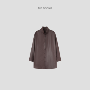 【清仓】率性轮廓 日本进口涂层梭织面料光感防风中长款翻领外套