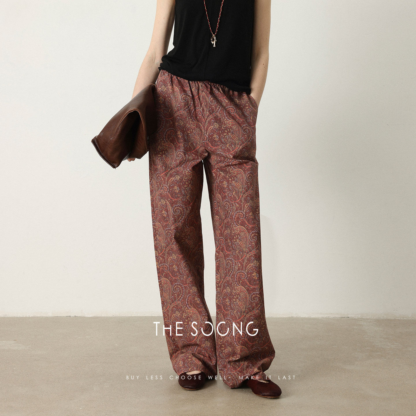 THESOONG/早秋100纯棉松紧腰奶奶裤休闲裤女宽松直筒花色长裤7379,女装/女士精品,休闲裤,淘宝优惠券,粉丝福利购,淘宝优惠卷