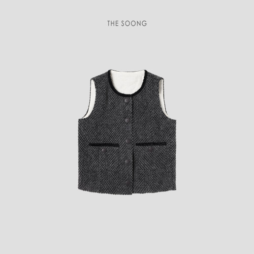 THESOONG羊毛圆领马夹外套