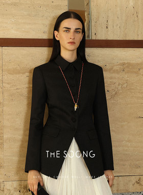 THESOONG/早秋高级感山羊毛醋酸西装外套女长袖气质职业西服7229