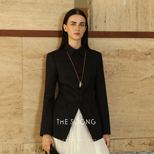 气质职业西服7229 外套女长袖 THESOONG 早秋高级感山羊毛醋酸西装