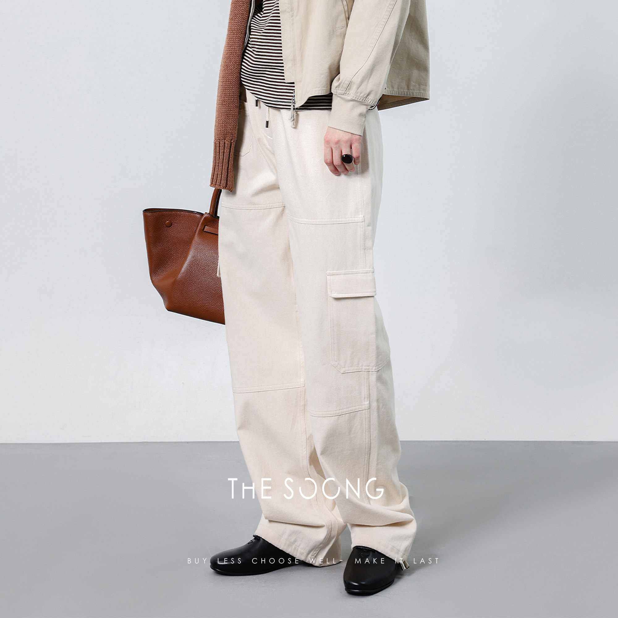 THESOONG/奎因假日100%纯棉斜纹抽绳设计多口袋时髦工装休闲裤女,女装/女士精品,牛仔裤,淘宝优惠券,粉丝福利购,淘宝优惠卷