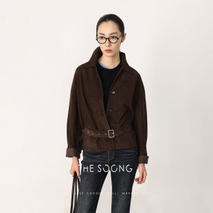 100%绵羊皮真皮皮衣女修身 新品 夹克外套HWPY8670 春季 THESOONG