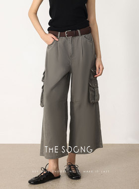 THESOONG\春季新品休闲九分阔腿工装裤女户外休闲运动HBKZ8047