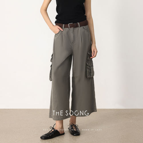 THESOONG\春季新品休闲九分阔腿工装裤女户外休闲运动HBKZ8047