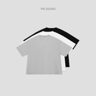 THESOONG 100%进口澳洲棉绒透气松弛感圆领T恤上衣8771 自在感官