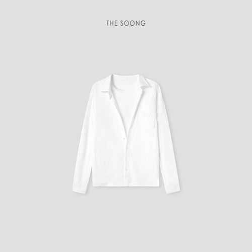 THESOONG翻领纯棉衬衫上衣