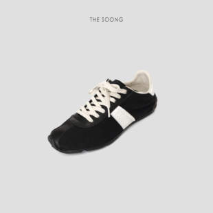 牛皮平底百搭舒适德训休闲鞋 THESOONG 经典 法式 女Z7579 阿甘鞋