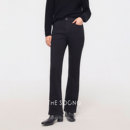 女7929 加厚加绒正腰高弹拉链微喇黑色牛仔裤 THESOONG 年度黑牛