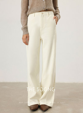 THESOONG/芽花裤 纯棉11.5安高密炒砂水洗中腰拉链牛仔裤女6852