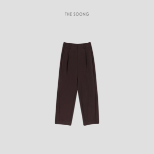 春夏质感高腰显瘦微茧形抗皱棕色休闲百搭直筒女士长裤 清仓