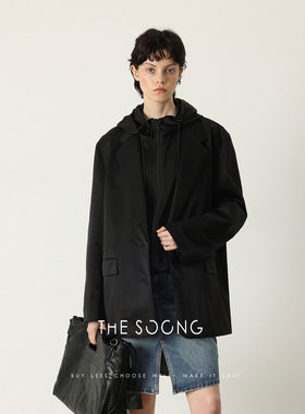THESOONG/玄墨岩染经典叠穿共生廓形可拆卸真两件套装外套女7444