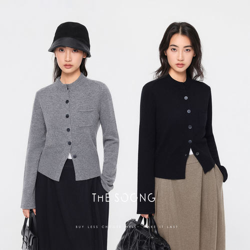 双层螺纹领女士针织毛衣