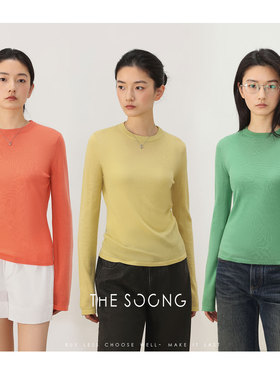 THESOONG/100%绵羊毛膨松柔软T恤肌理感圆领纯色打底衫3390
