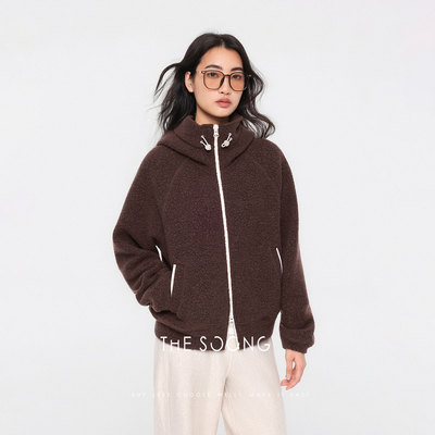 秋冬摇粒绒连帽卫衣外套