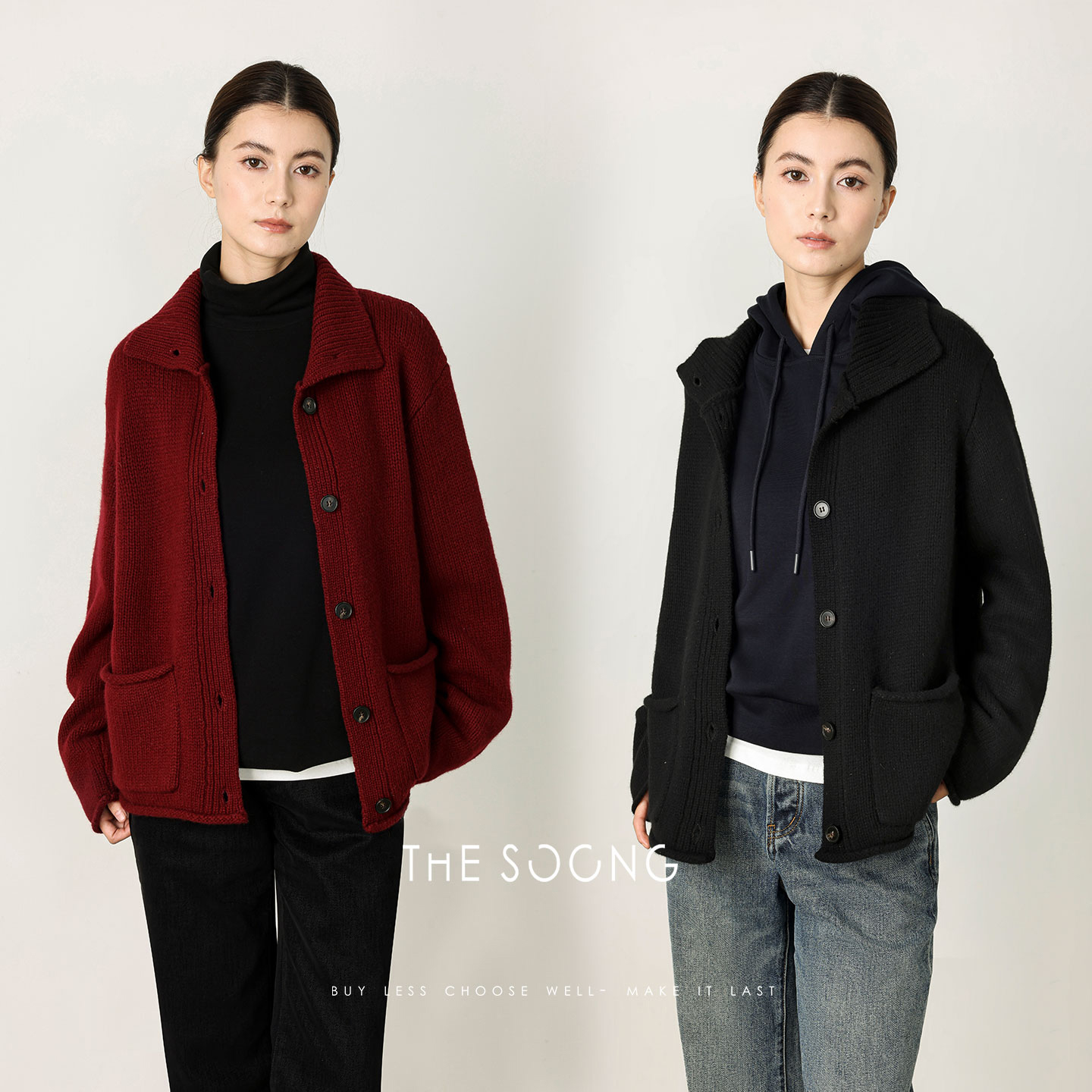 100%绵羊毛高领针织毛衣外套