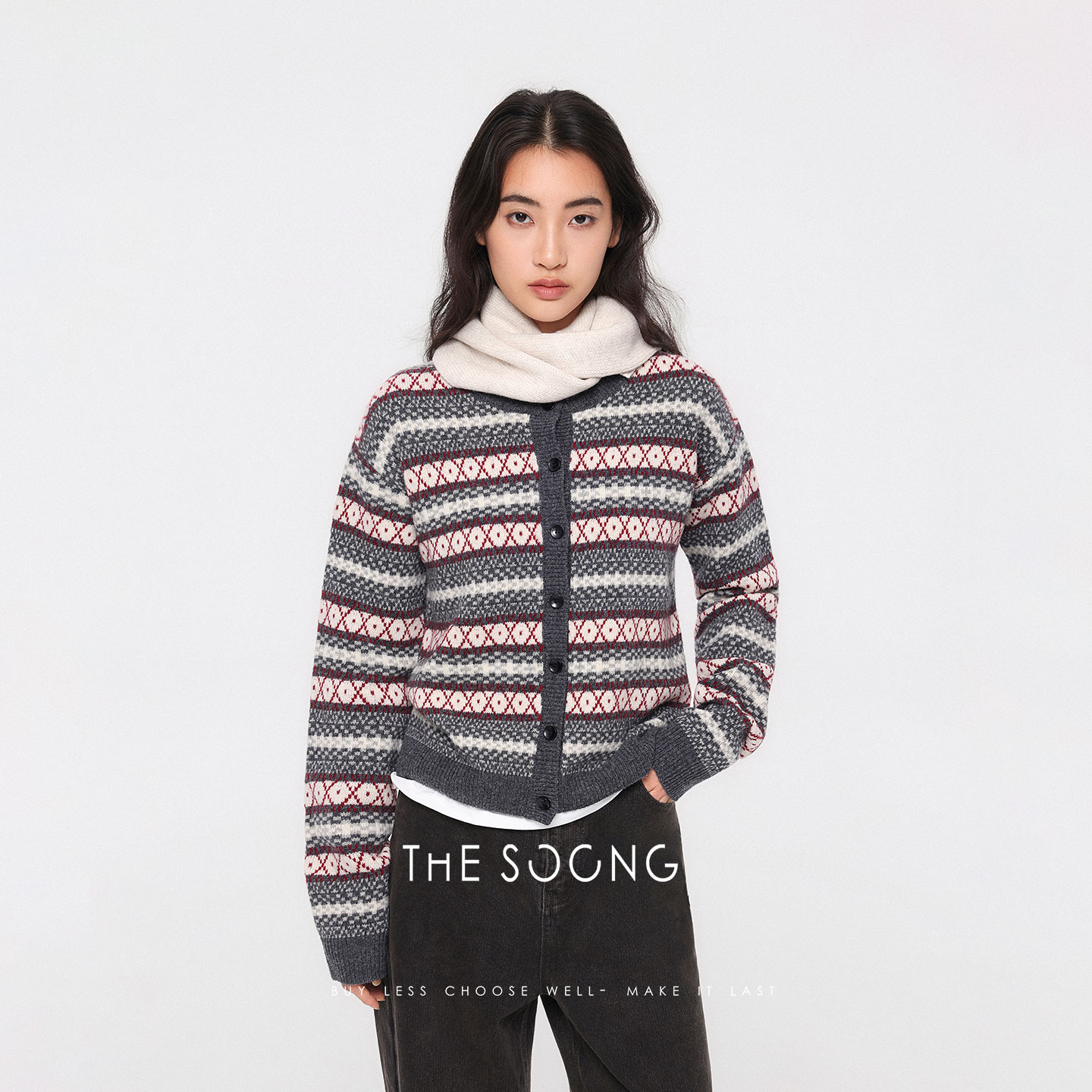 100%绵羊毛特种花纱针织毛衣外套