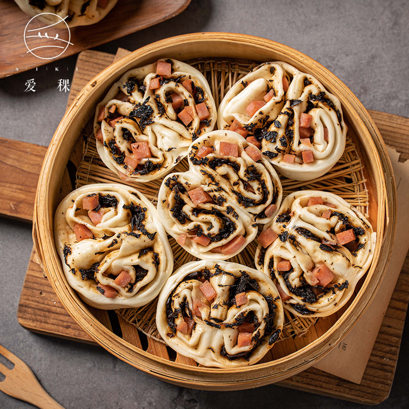 爱稞梅干菜火腿花卷馒头早餐手工包子儿童速冻食品速食冷冻咸味