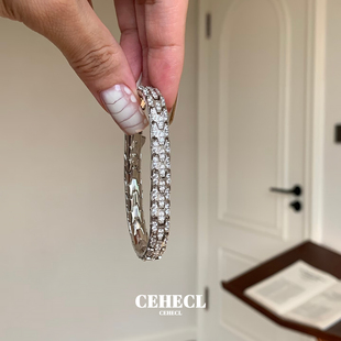 高级感满钻银色蛇骨手链女重工排钻软手镯贵气锆石气质手饰不掉色