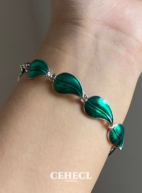 设计师小众精灵王子绿树叶手链女