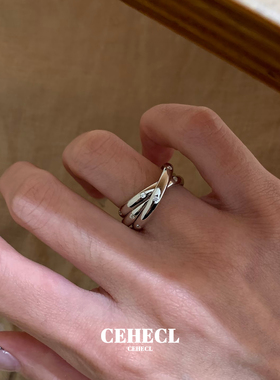 微镶三环戒指女小众轻奢设计素圈